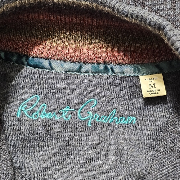 Robert Graham Men's Long Sleeve 1/4 Zip Pullover Sweater Size Medium Wool Blend - Picture 8 of 9